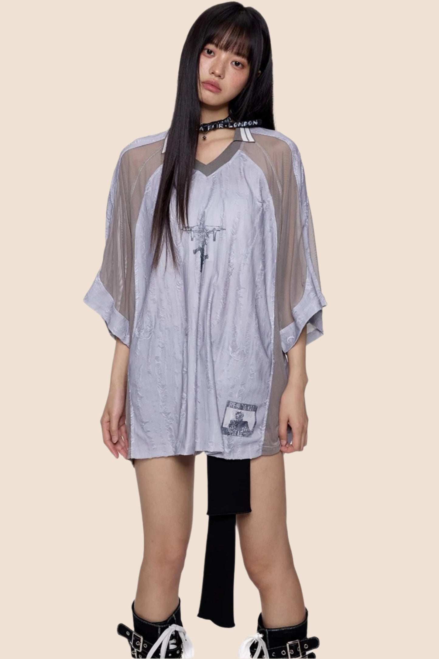 Slouchy Gray V-Neck Tee