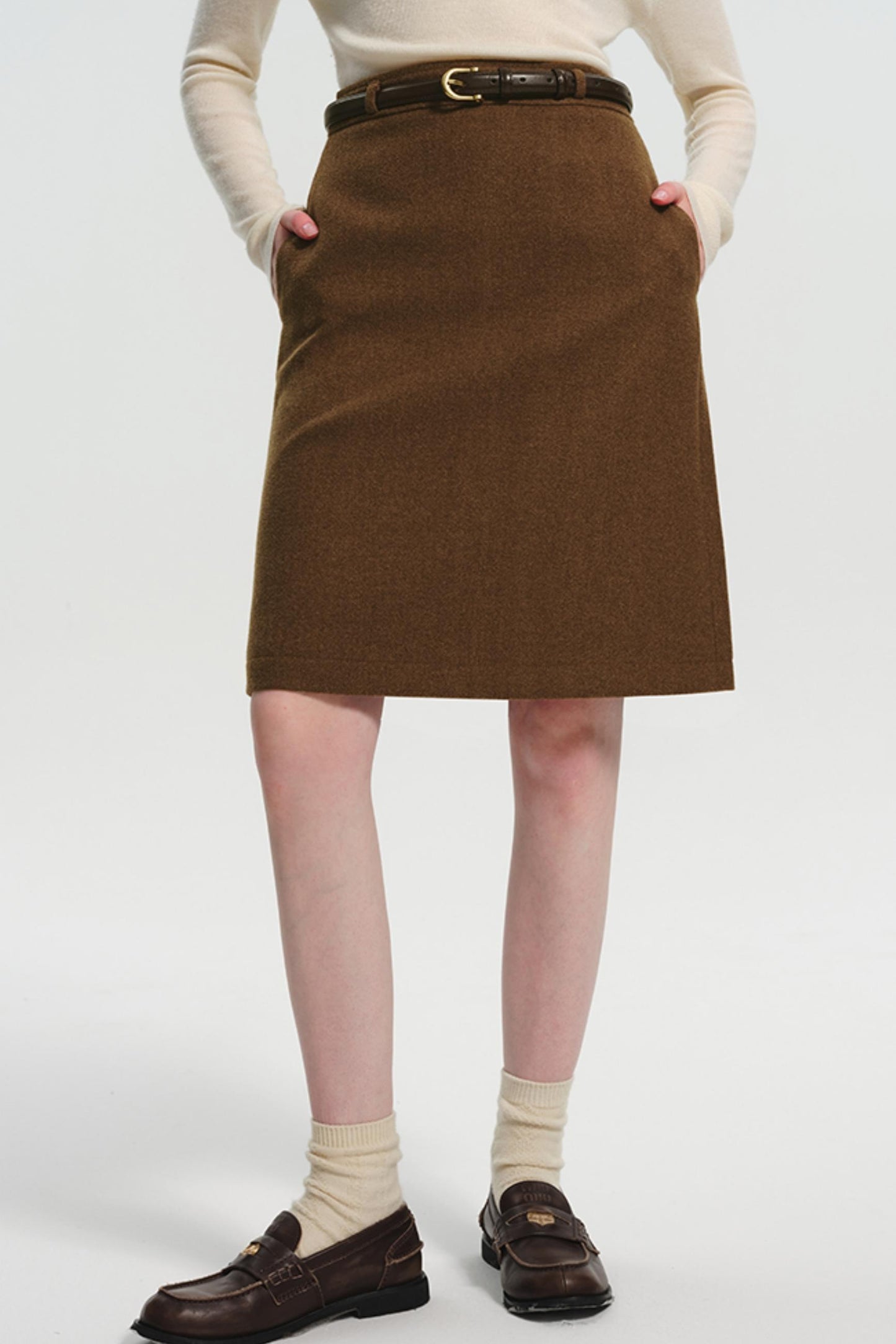 Maillard Slim Suit Wool Midi Skirt