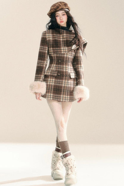 Korean Checked Woolen Jacket