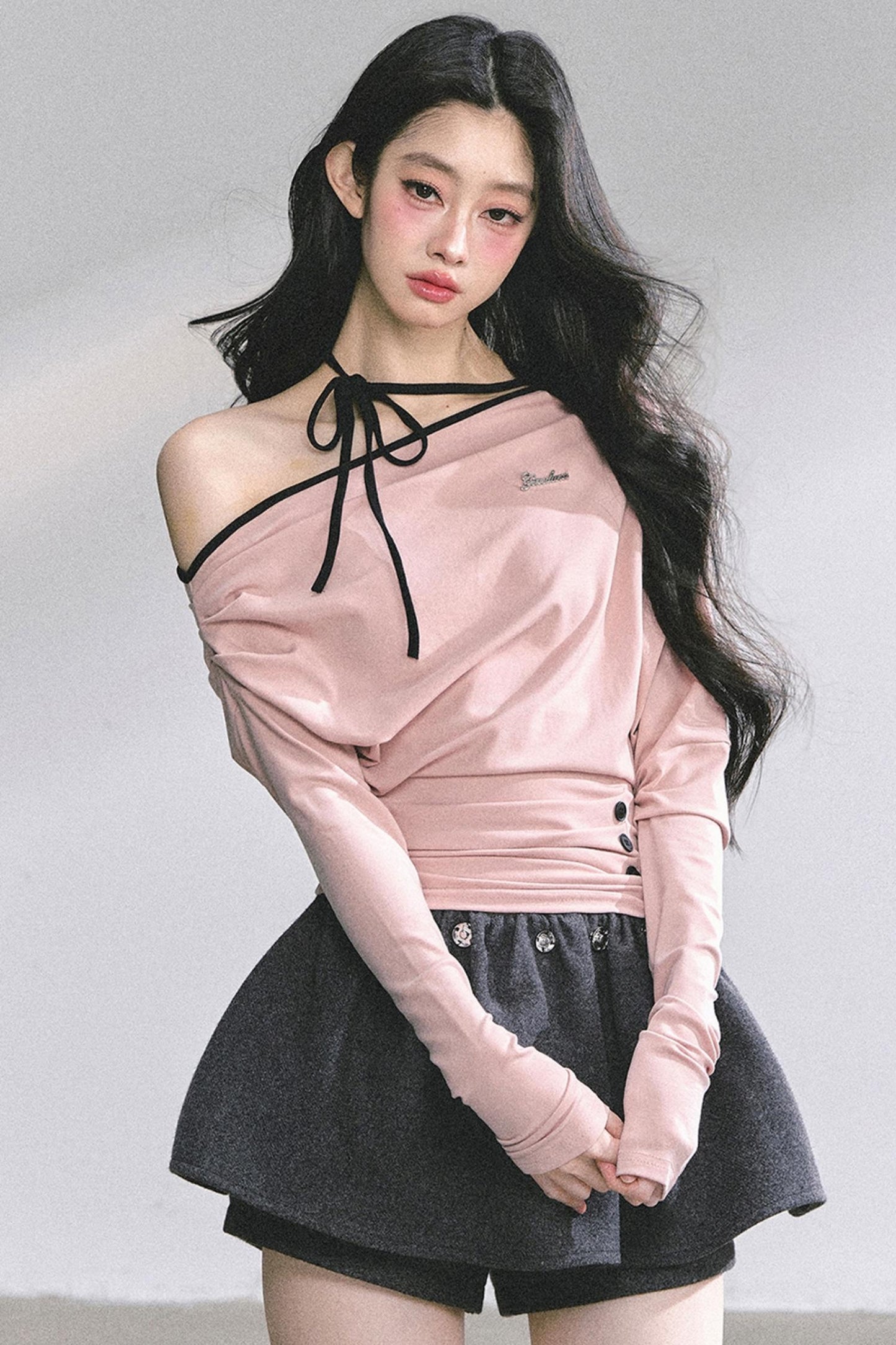 Korean Pink Halterneck Top