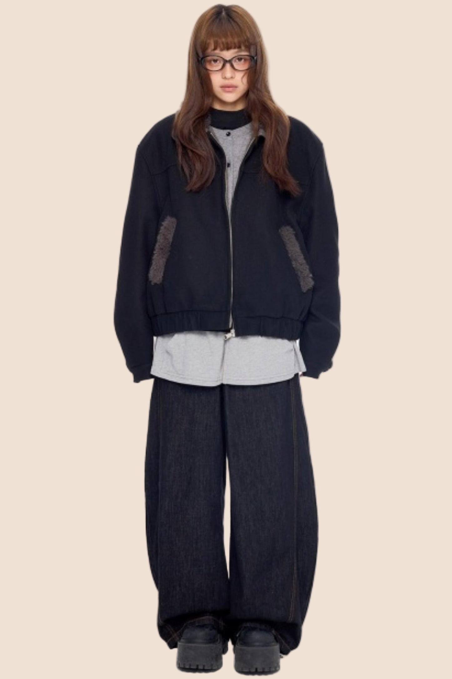 Fur Patchwork Cotton Jacket