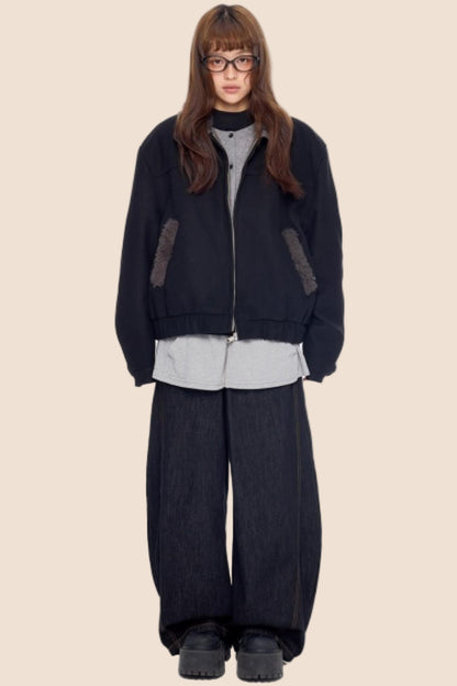 Fur Patchwork Cotton Jacket