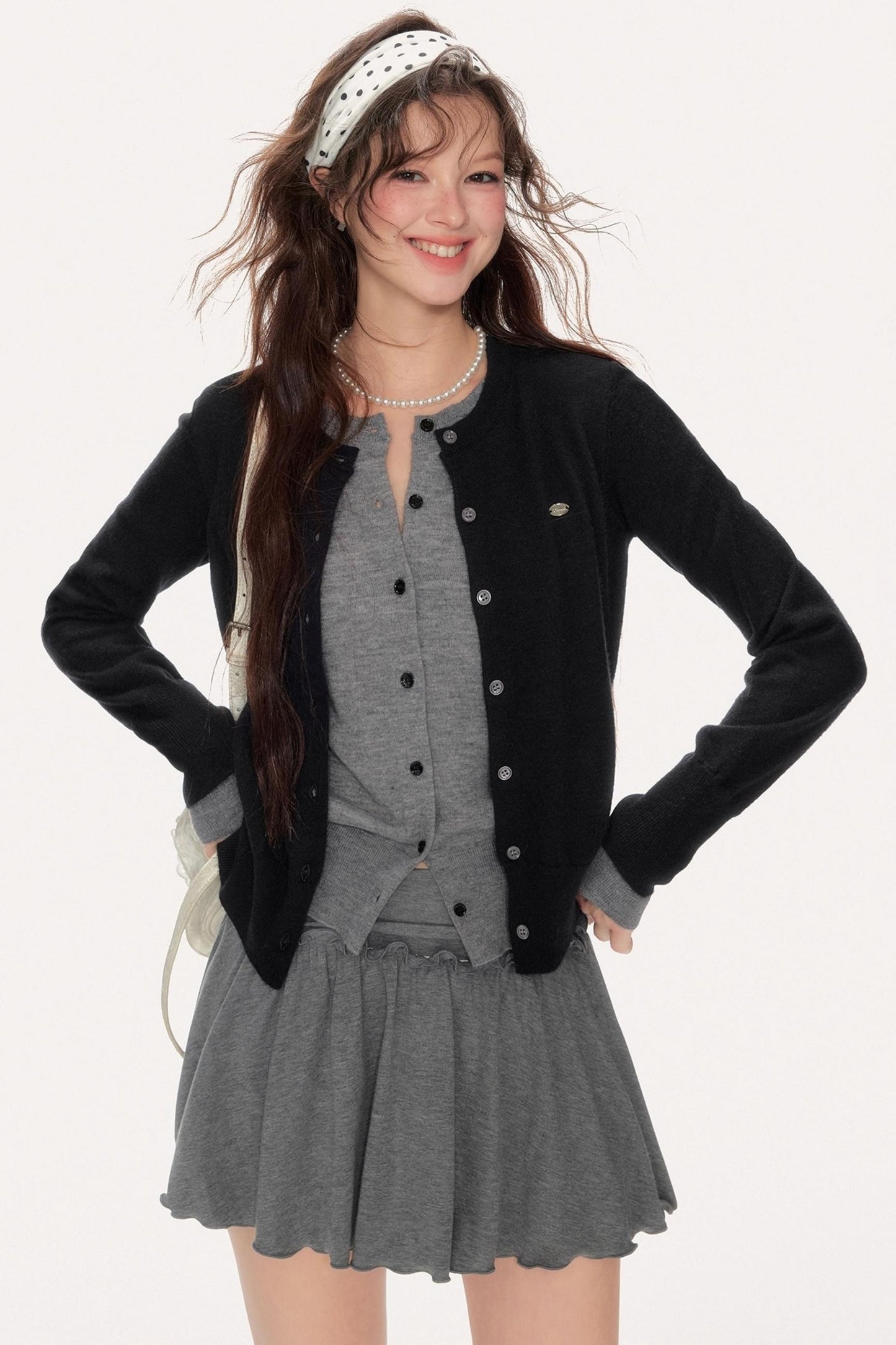 Sweet Girly Contrast Knitted Cardigan