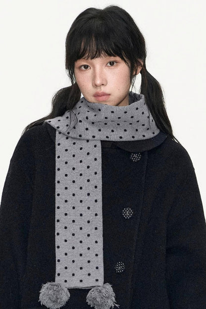 Polka Dot Hooded Knit Sweater Skirt Set-Up