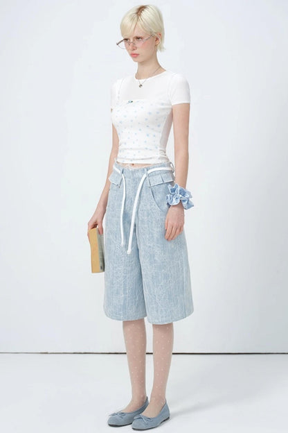 Summer Lace High-Waist Wide-Leg Pants