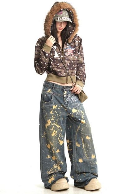 Retro Splatter Denim Pants