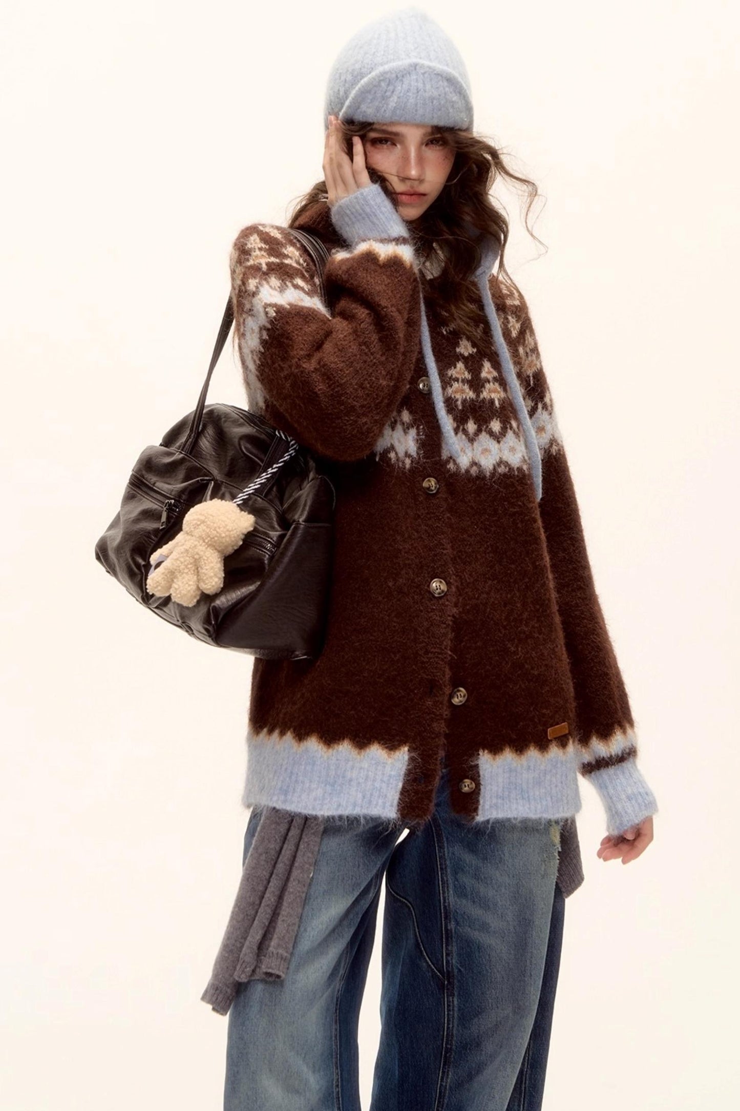 Fair Isle Knit Cardigan Set-Up