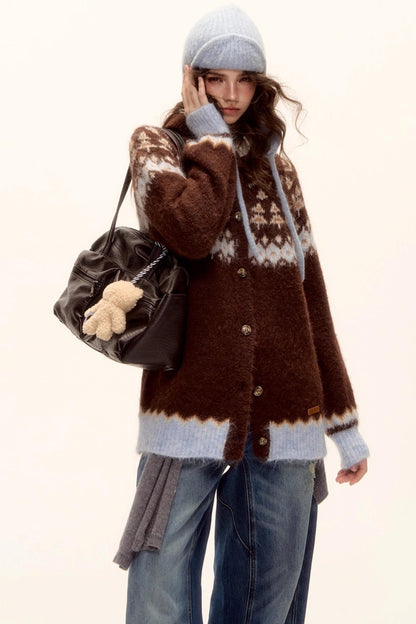 Fair Isle Knit Cardigan Set-Up