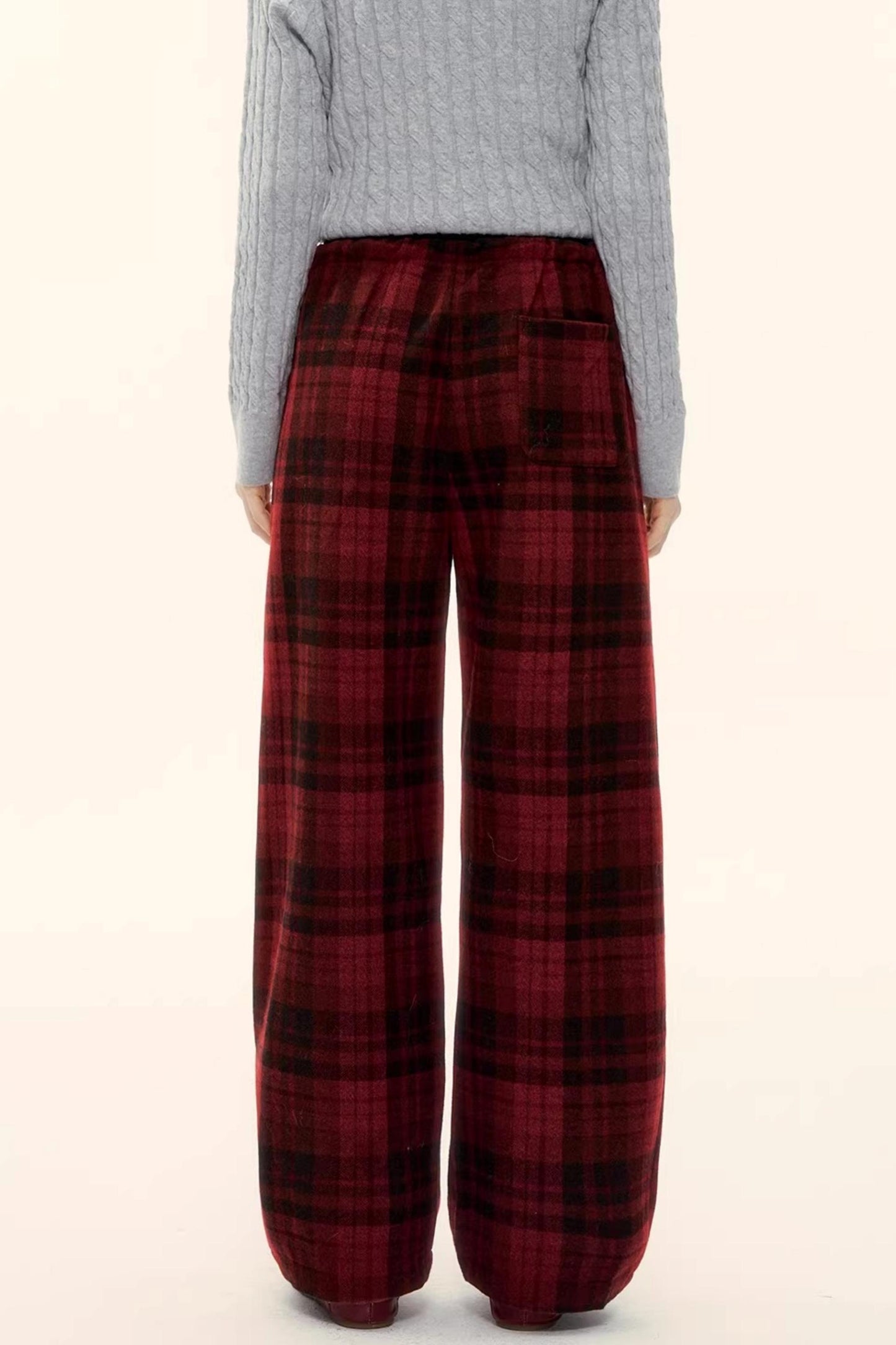 Woolen Plaid Fleece-Lined Pants