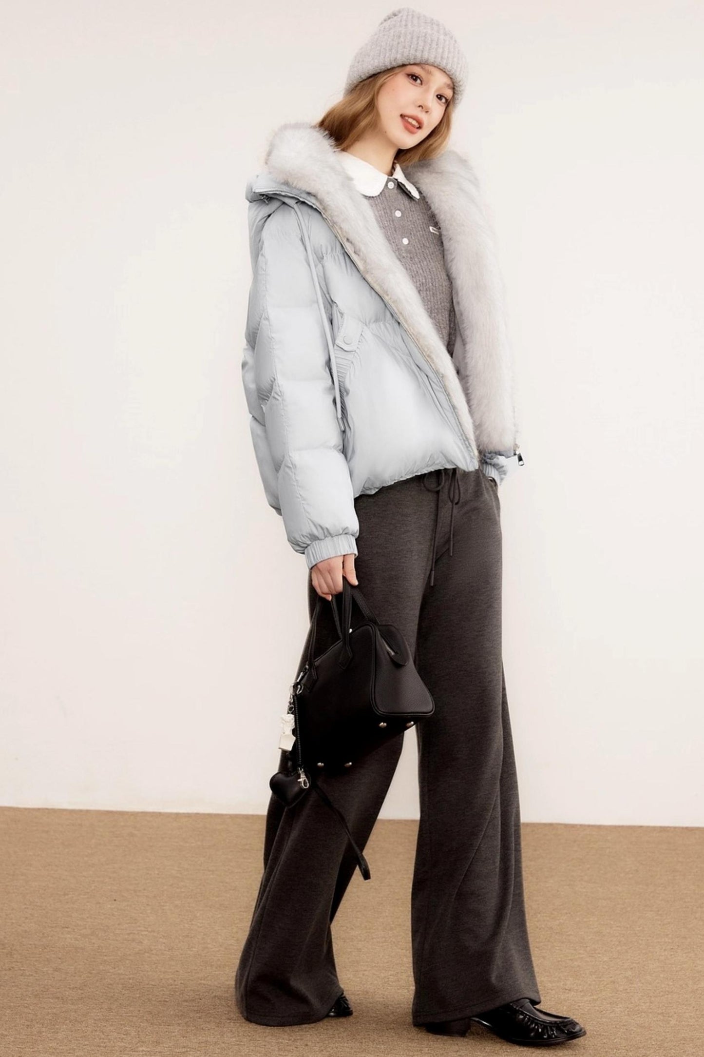 Wool Knit Wide-Leg Pants