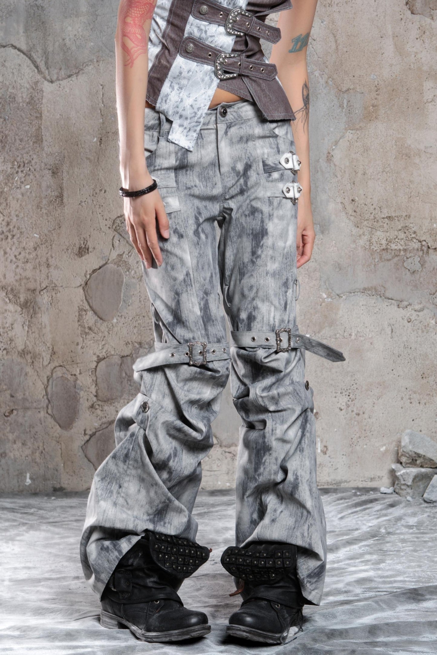 Vintage Distressed Slim Fit Trousers