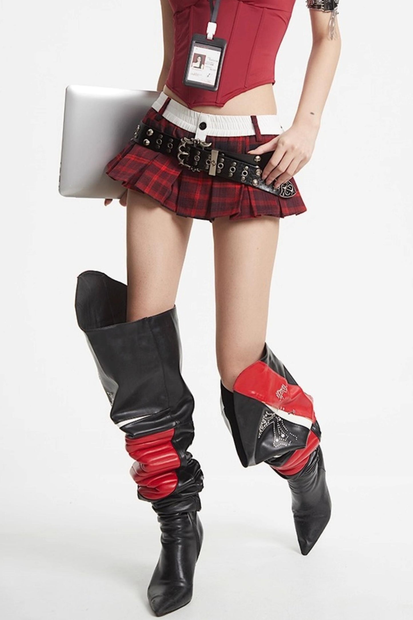 Puff Hem Sweet Plaid Mini Skirt