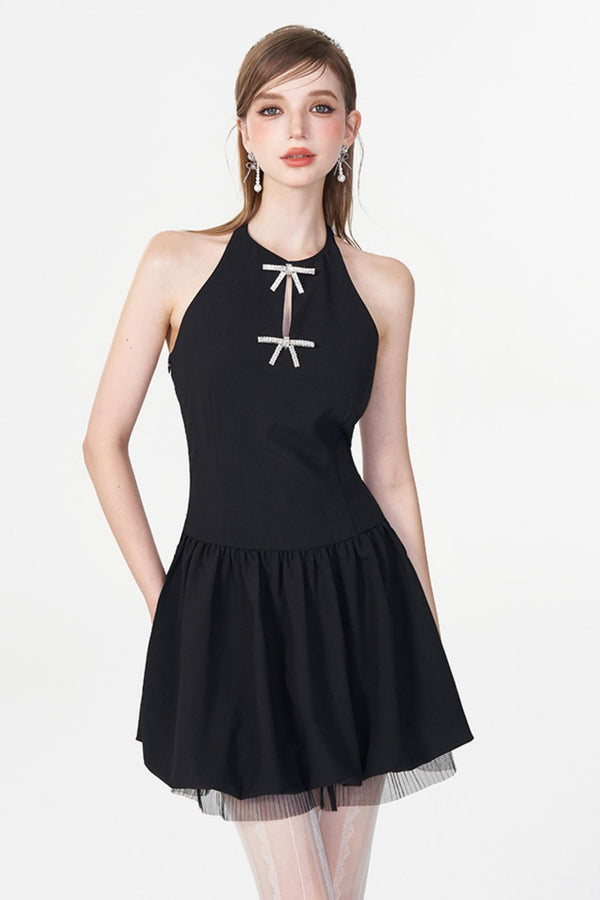 Backless Black Kilt Dress