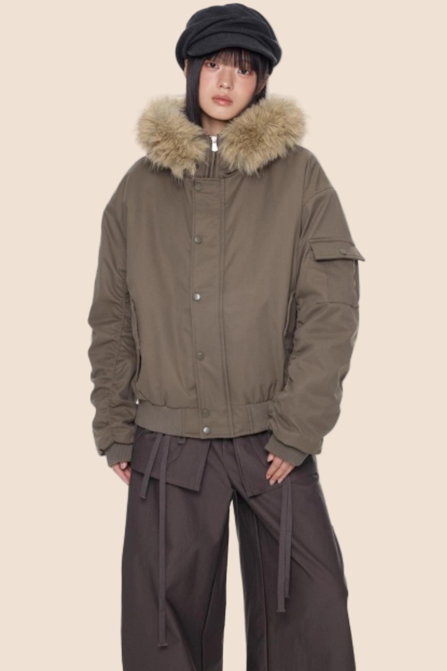 Fur Collar Hooded Cotton Jacket