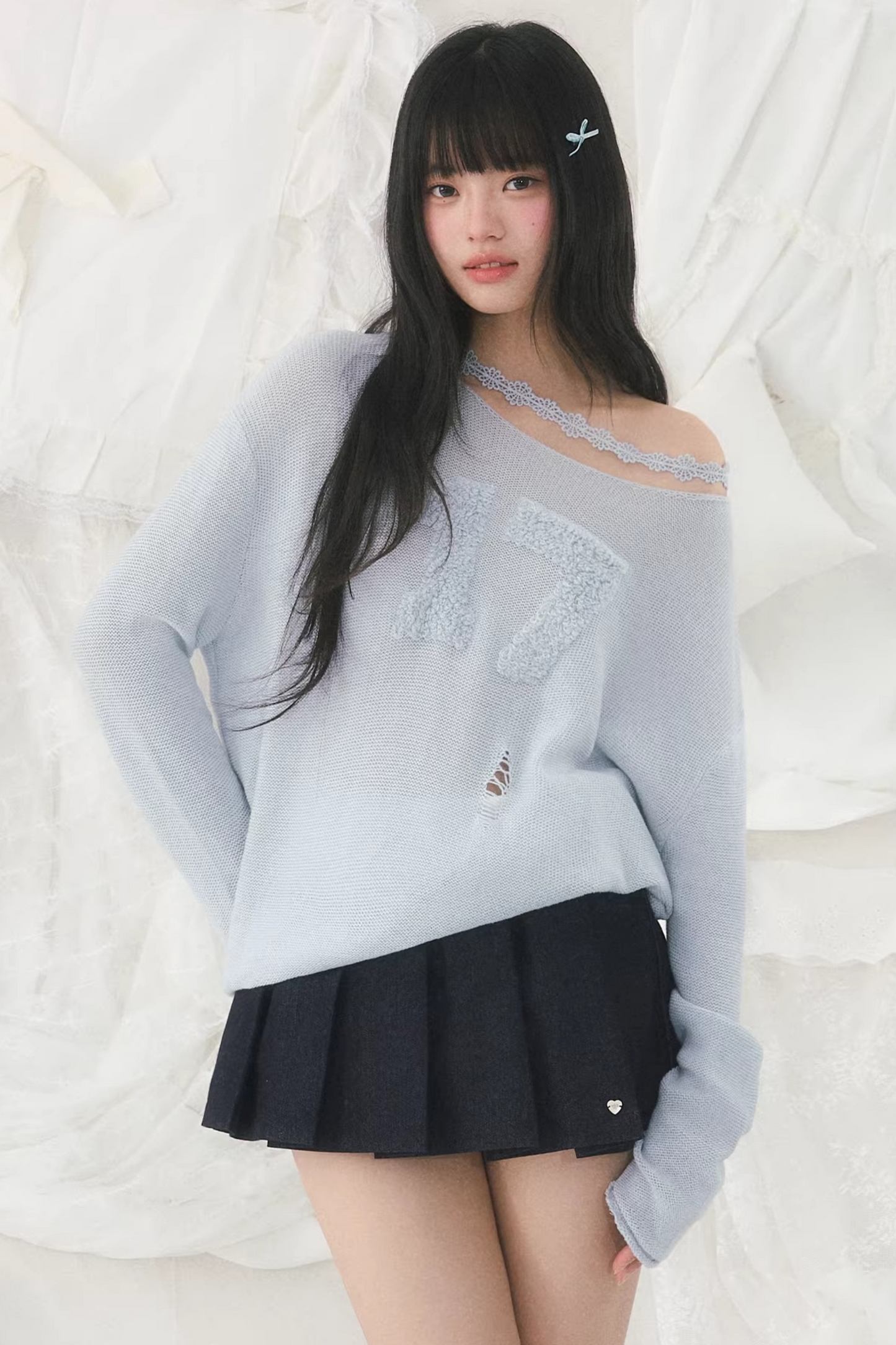 Jacquard Off-Shoulder Blouse