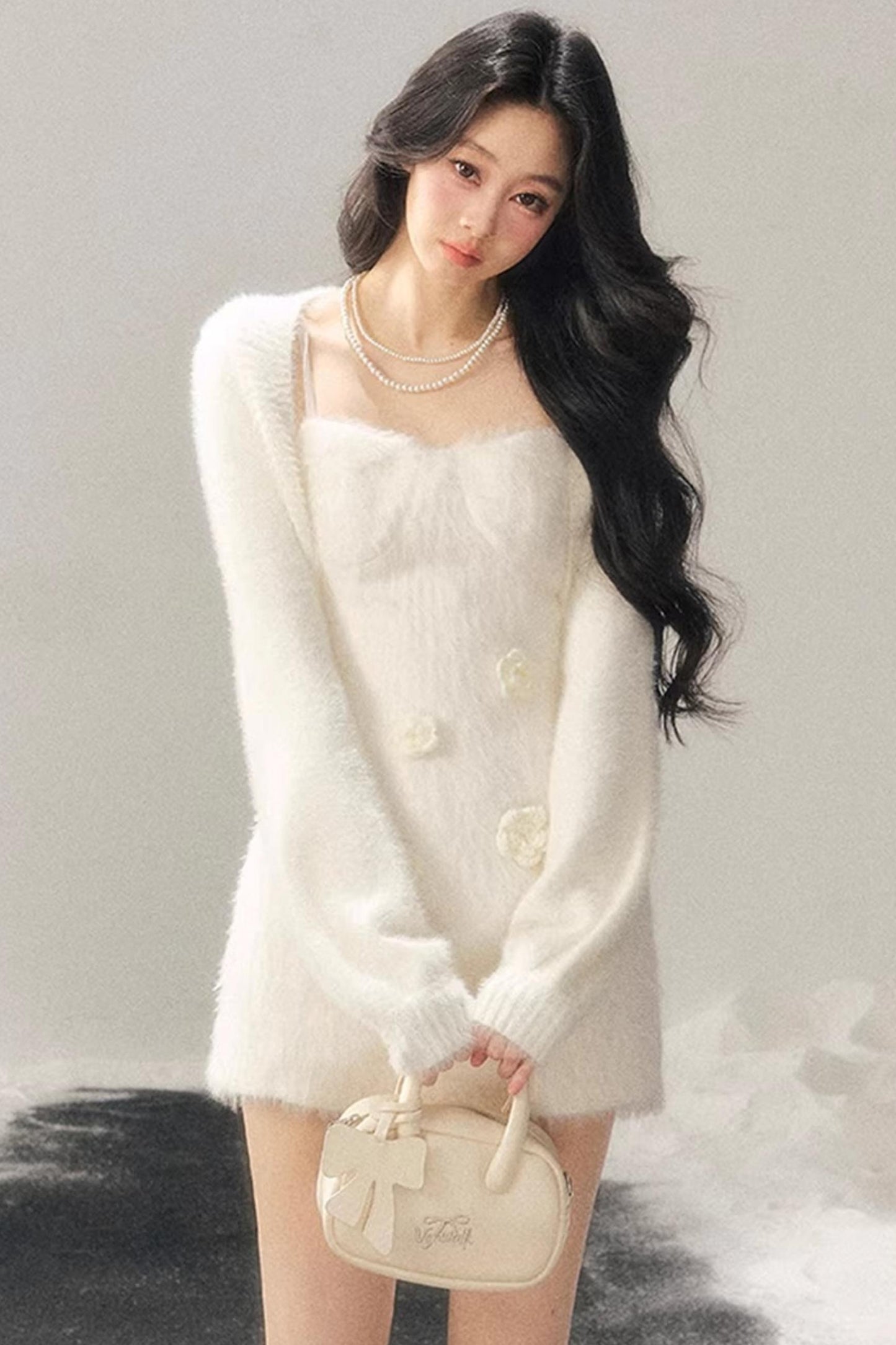 Three-Dimensional Floral Winter Dress