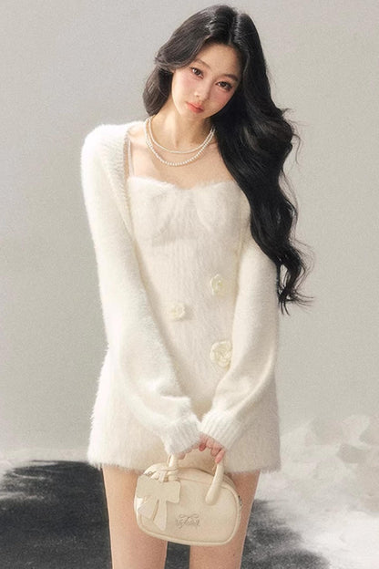 Three-Dimensional Floral Winter Dress