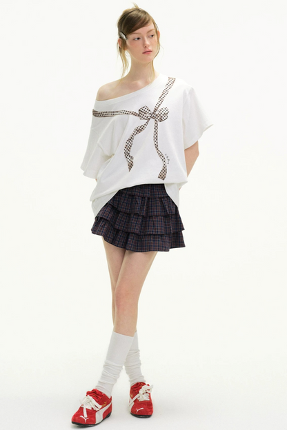 Retro Plaid Ruffled Skirt