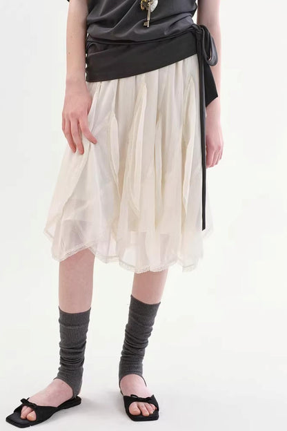 Ruffled Lace Patchwork Skirt