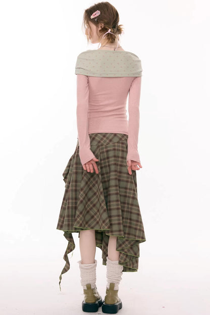 Autumn Plaid Asymmetrical Skirt