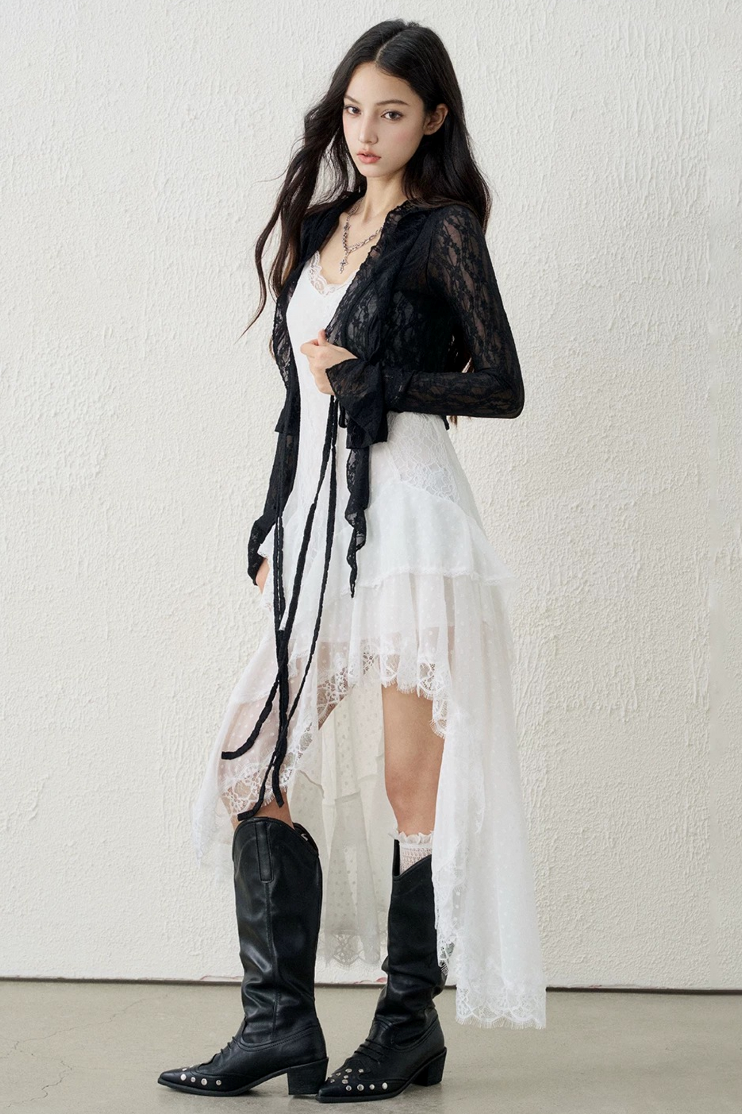 Ghostly Lace Irregular Dress