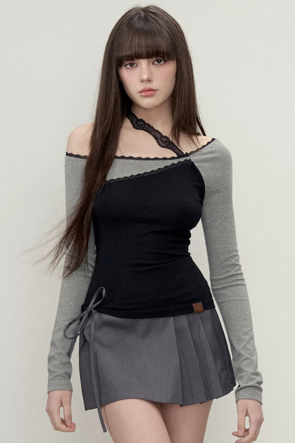 Heavy Lace Color-Block Top