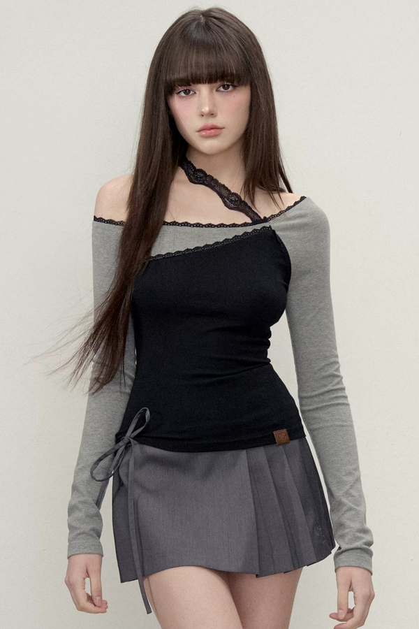 Heavy Lace Color-Block Top