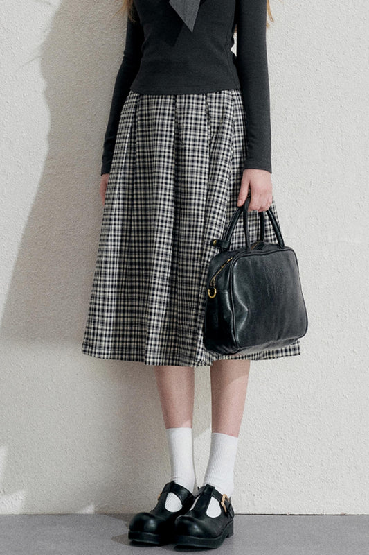 Autumn A-Line Plaid Skirt