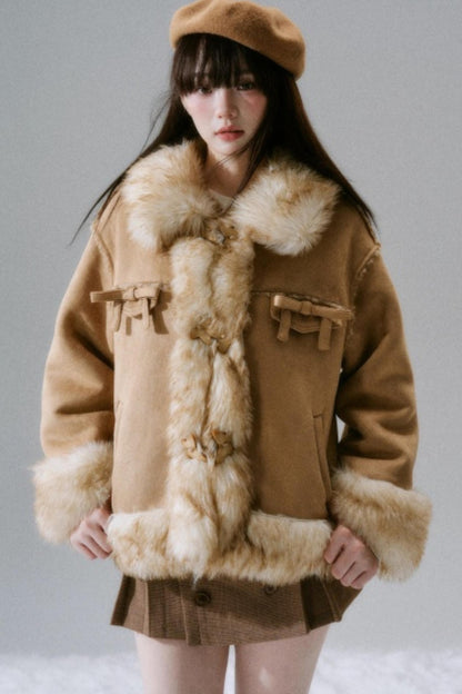 Eco-Friendly Fur Bow Coat