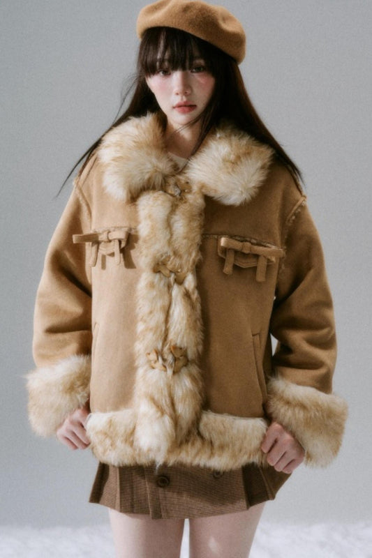 Eco-Friendly Fur Bow Coat
