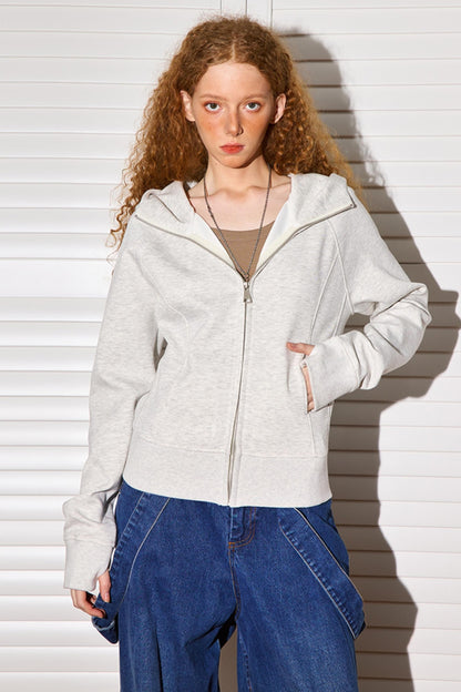 크롭 더블 지퍼 슬림 탑 