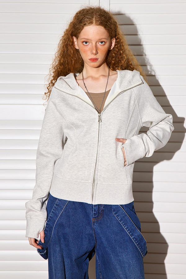 크롭 더블 지퍼 슬림 탑 