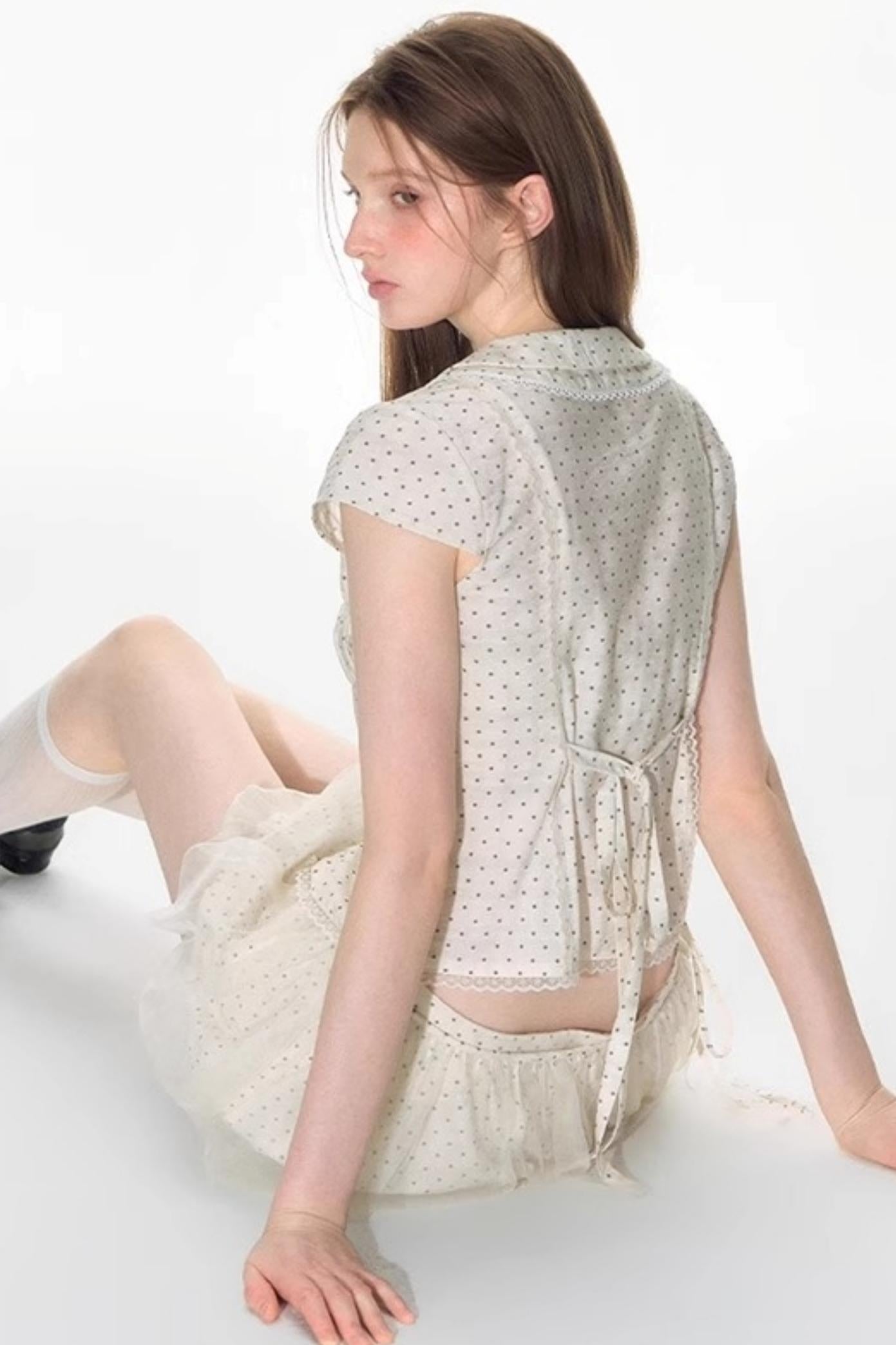 Nap Dot Mesh Culottes Set-Up