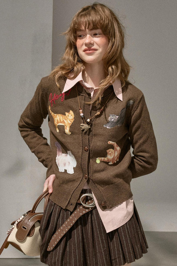 Sweet Kitten Knitted Cardigan