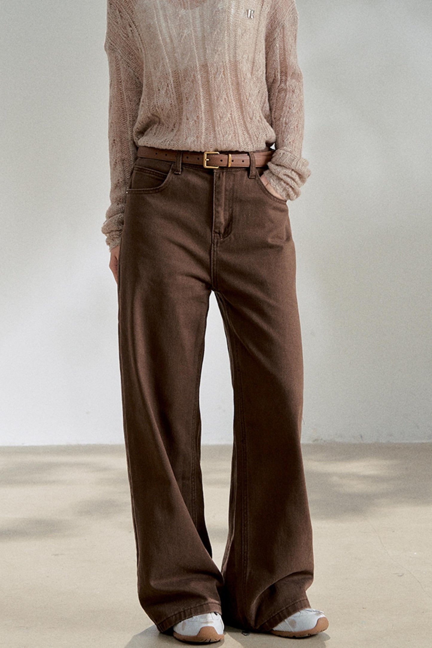 Vintage Dark Brown Straight Jeans