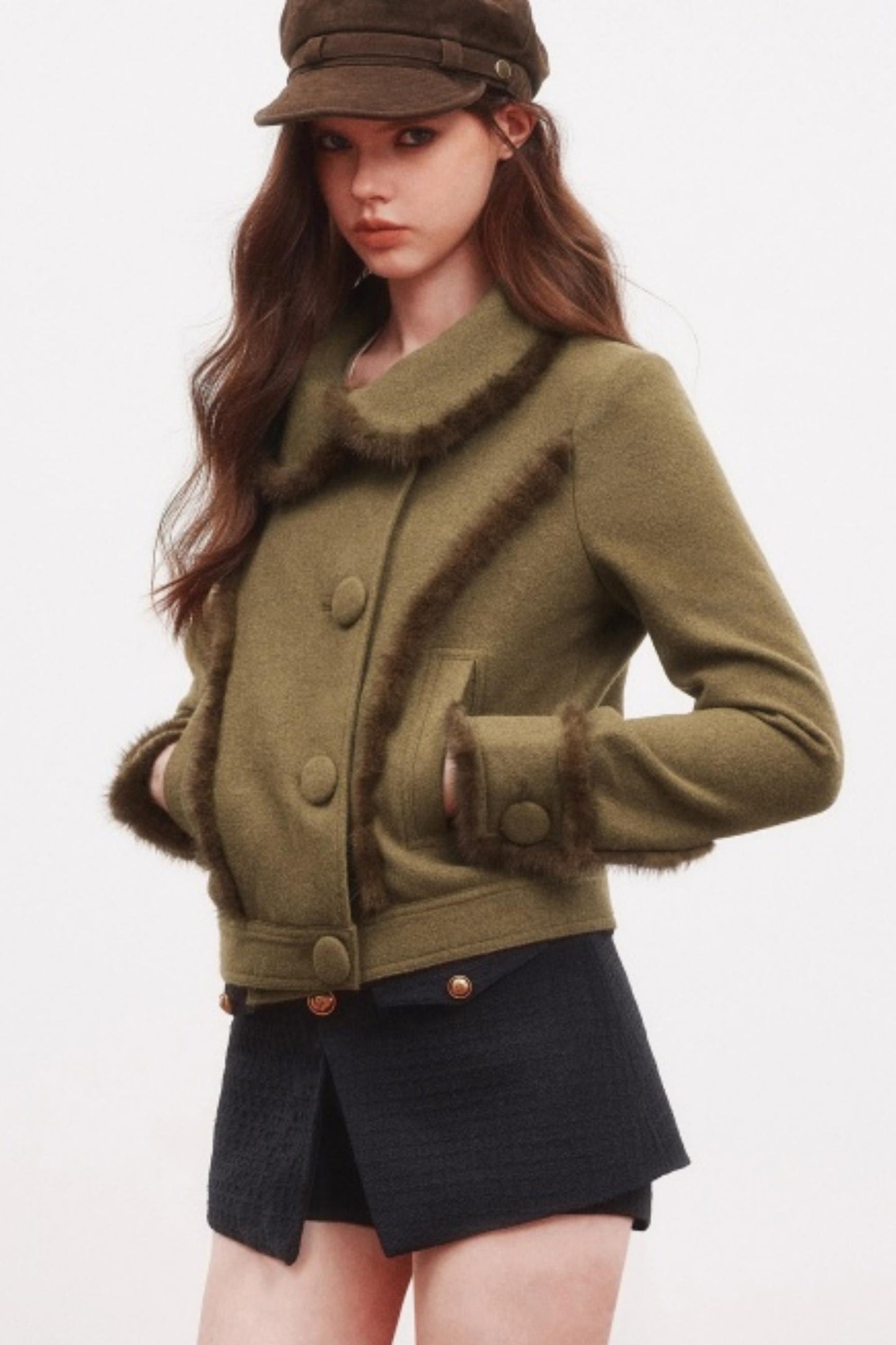 Warm Mink Fur Woolen Short Coat