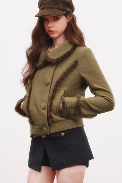 Warm Mink Fur Woolen Short Coat