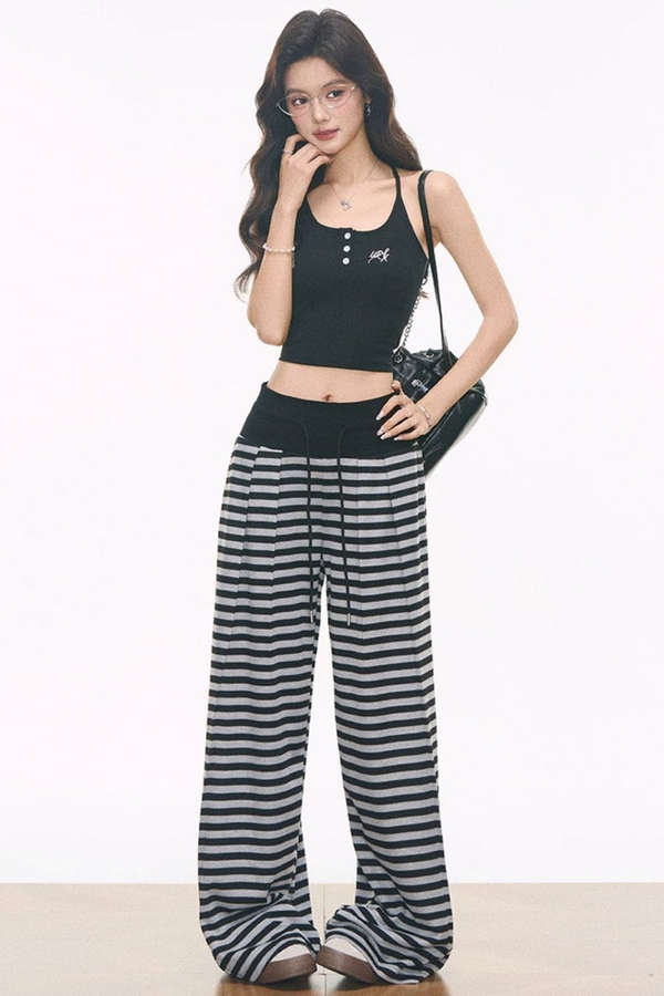 Knitted Camisole and Striped Pants