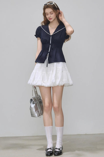 Navy Linen Pants Set-Up