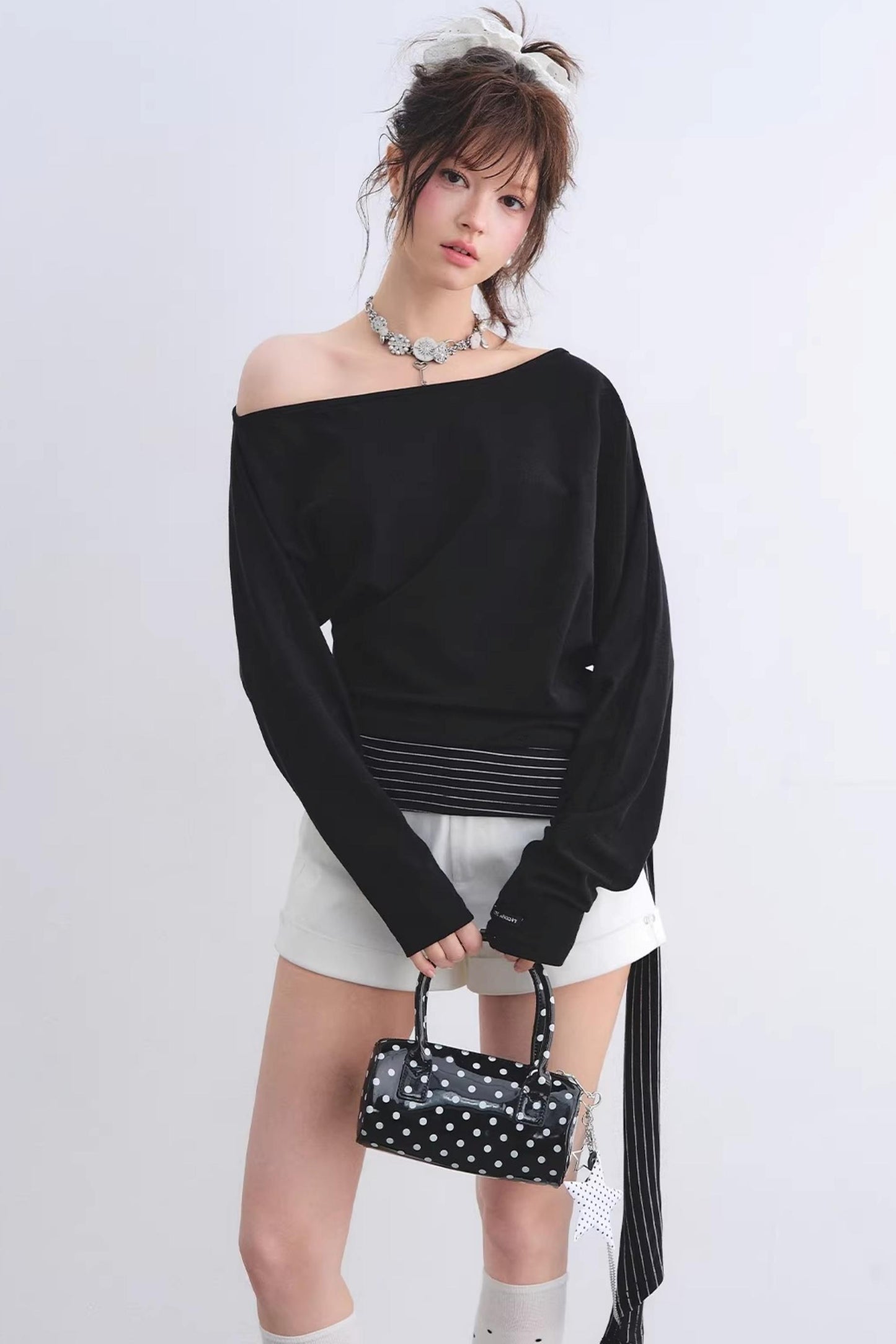 Asymmetrical Striped Tie Top