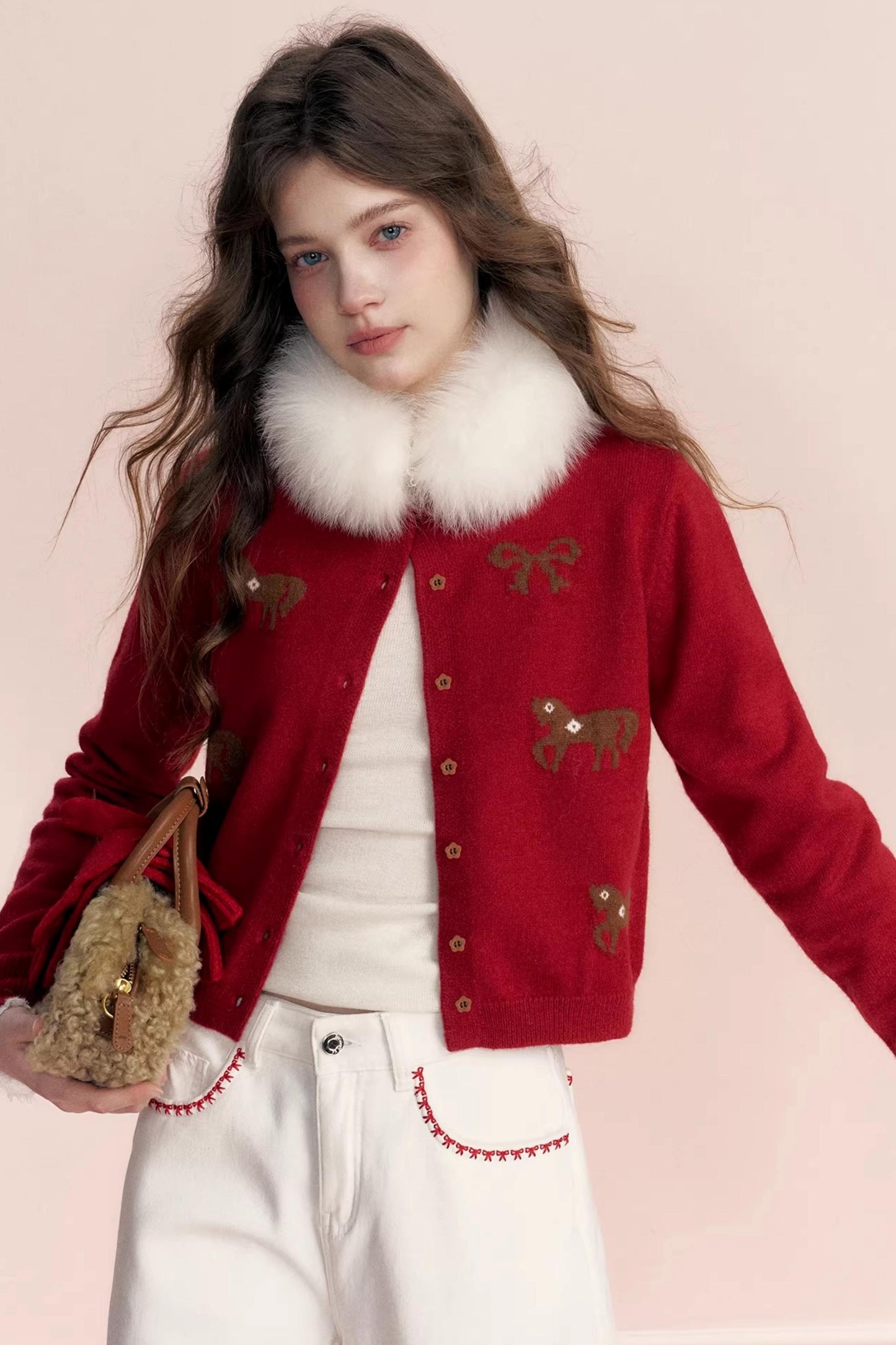 Floral Wool Bow Cardigan