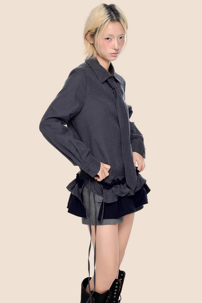 Kariertes Retro Faltenbluse