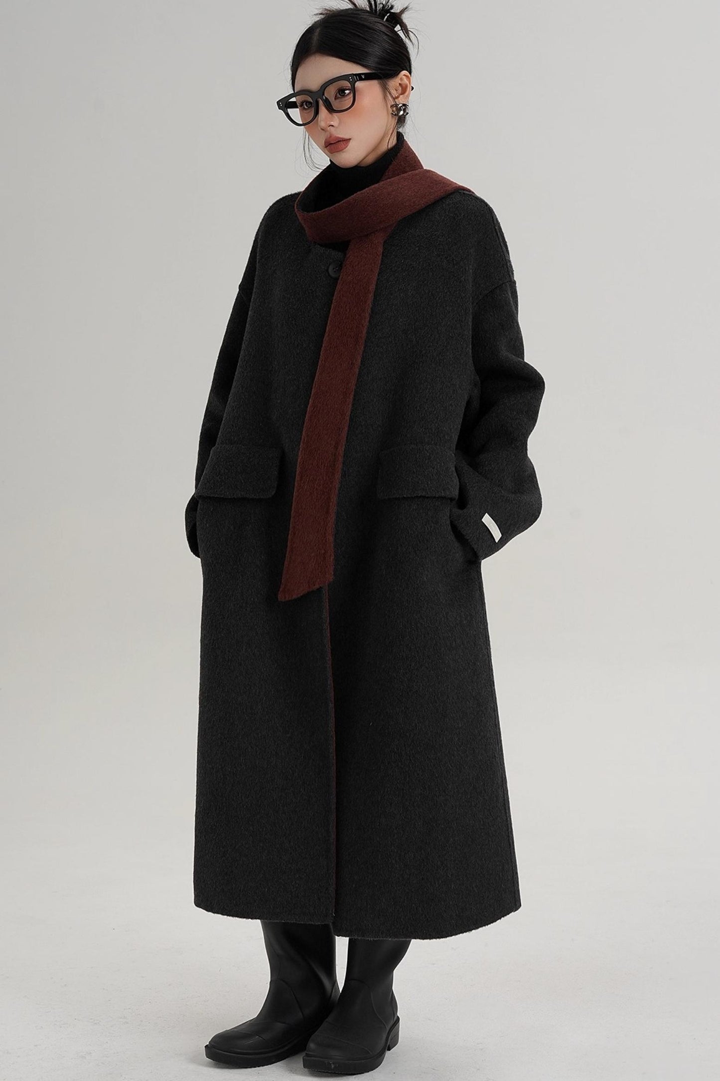 Reversible Contrast Wool Coat