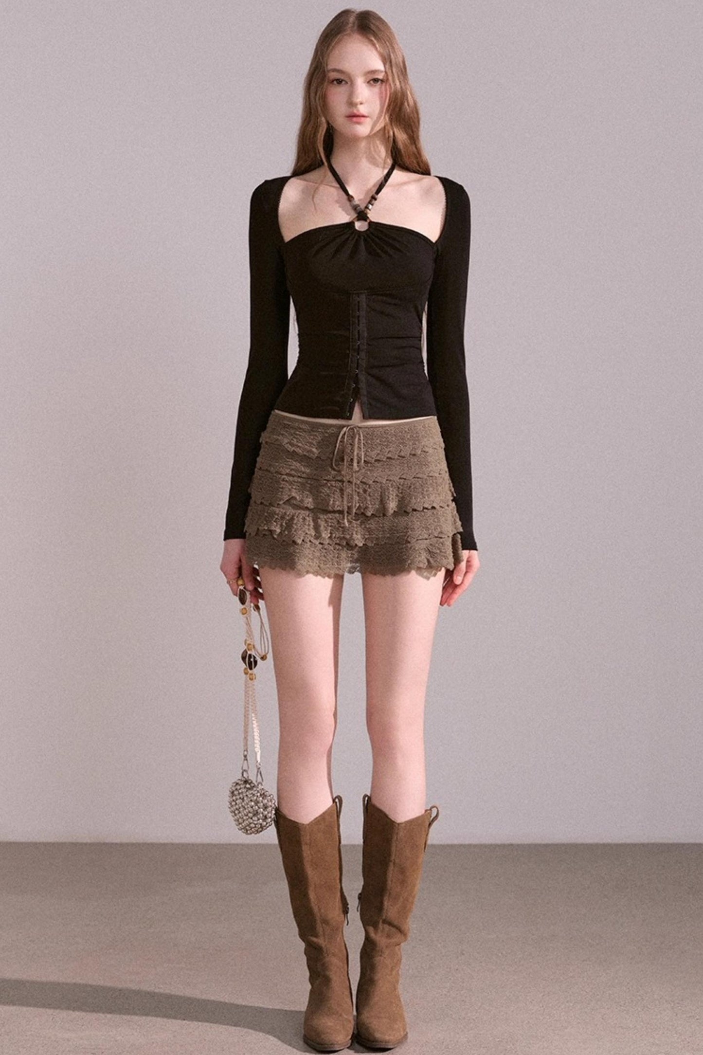 Slim Pleated Halterneck Top