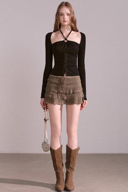 Slim Pleated Halterneck Top