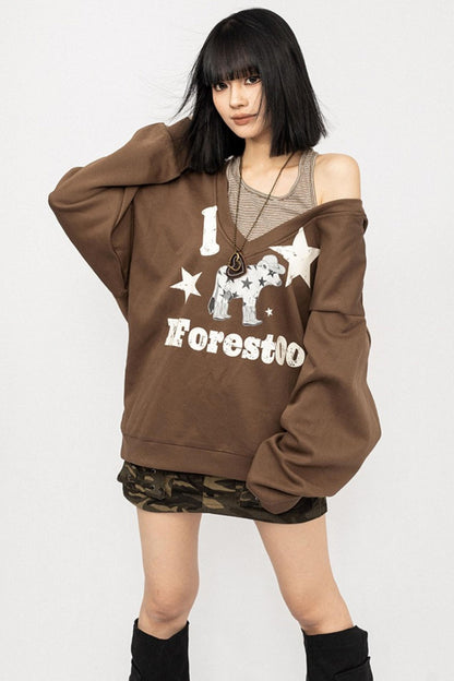 Slanted Shoulder Sweatshirt