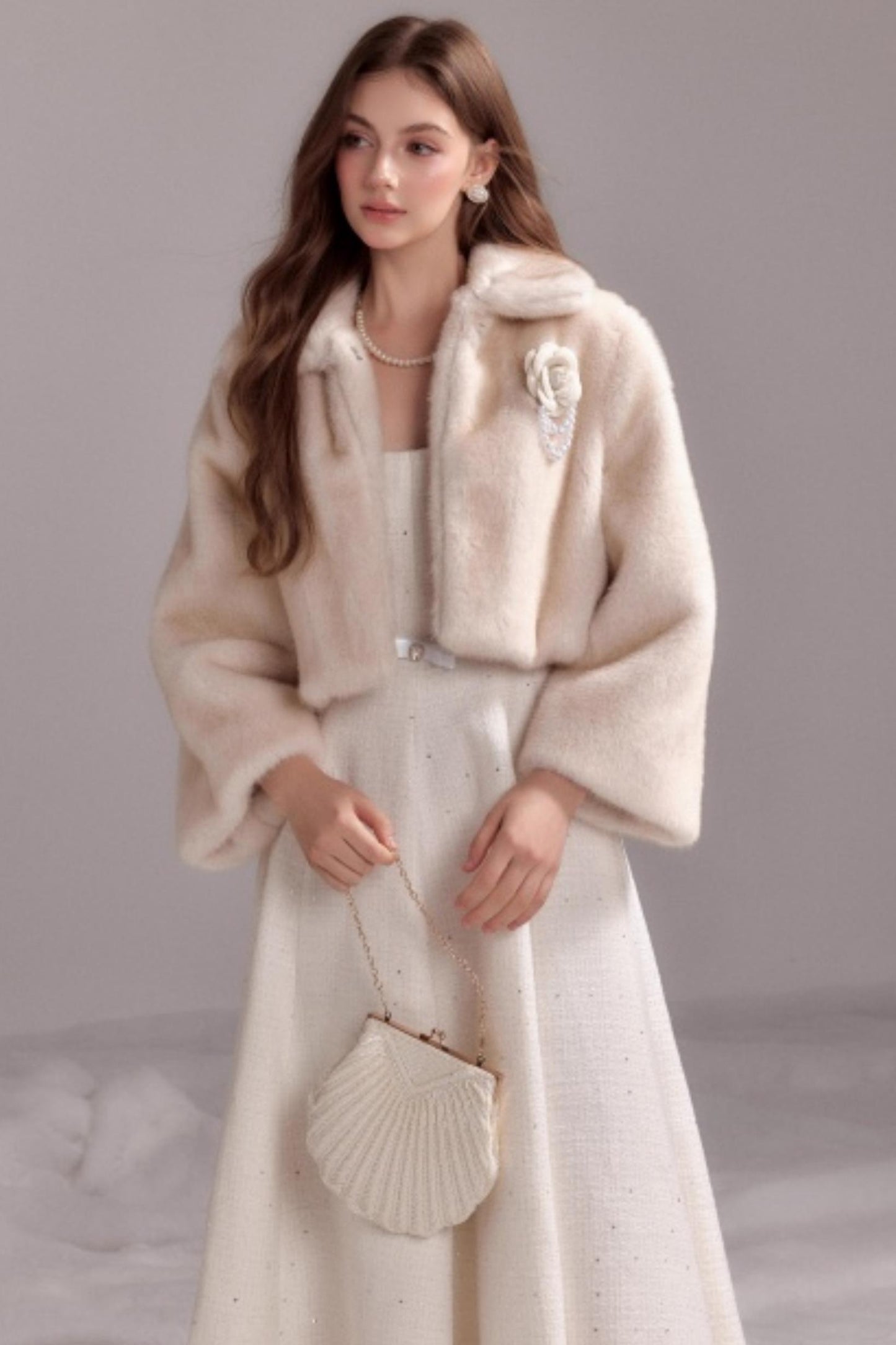Winter Rabbit Fur Short Lapel Coat