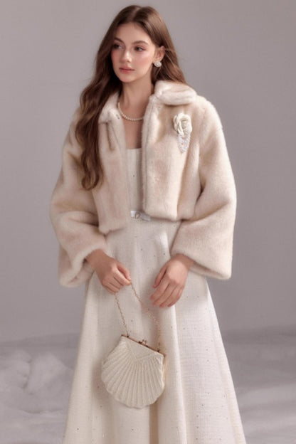 Winter Rabbit Fur Short Lapel Coat