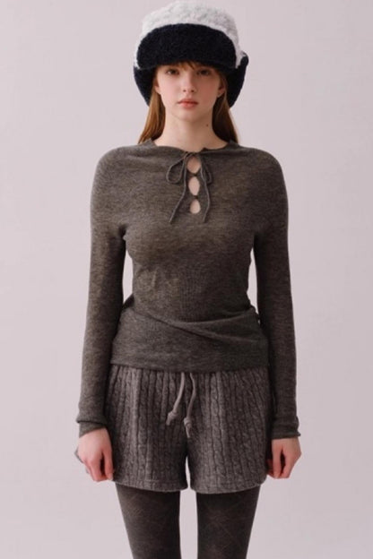 Water-Soluble Wool Knitted Blouse