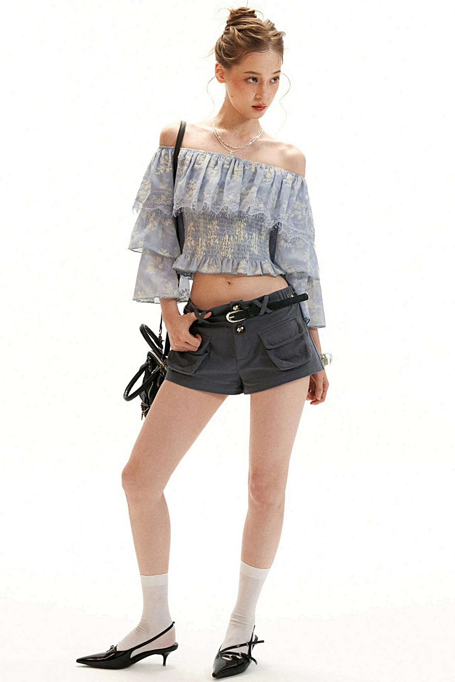 Floral Ruffled Off-Shoulder Blouse